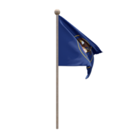 Utah 3D-Darstellung Flagge auf der Stange. Fahnenmast aus Holz png