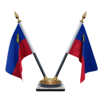 soporte de bandera de escritorio doble v de ilustración 3d de liechtenstein png