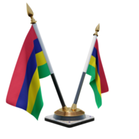 Mauritius 3d illustration Double V Desk Flag Stand png