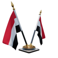 Yemen 3d illustration Double V Desk Flag Stand png