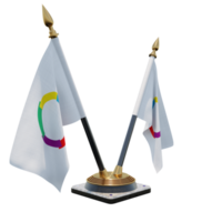 organização internacional de la francophonie 3d ilustração dupla v mesa suporte de bandeira png