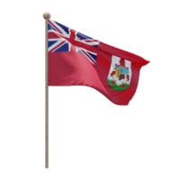 bermuda 3d illustration flagga på Pol. trä flaggstång png