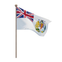 Bandera de ilustración 3d del territorio antártico británico en el poste. asta de bandera de madera png