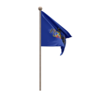 Pennsylvania 3d illustration flag on pole. Wood flagpole png