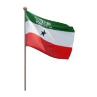 Somaliland 3d illustration flag on pole. Wood flagpole png