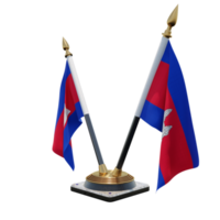 Cambodja 3d illustratie dubbele v bureau vlag staan png