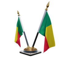 benin 3d illustration dubbel- v skrivbord flagga stå png