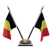 bélgica ilustração 3d dupla v suporte de bandeira de mesa png