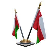 oman 3d illustration dubbel- v skrivbord flagga stå png