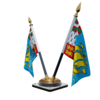 saint pierre e miquelon ilustração 3d duplo v suporte de bandeira de mesa png