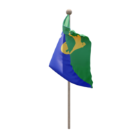 Christmas Island 3d illustration flag on pole. Wood flagpole png