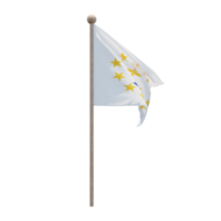 rhode island 3d-illustration flagge auf der stange. Fahnenmast aus Holz png