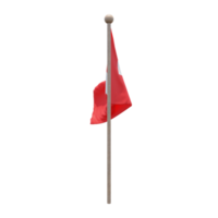 Switzerland 3d illustration flag on pole. Wood flagpole png