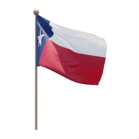 bandera de ilustración 3d de texas en el poste. asta de bandera de madera png