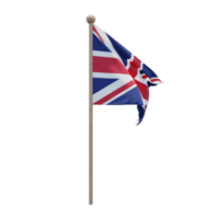 bandeira de ilustração 3d do Reino Unido no poste. mastro de madeira png