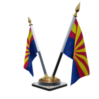 Arizona 3d illustratie dubbele v bureau vlag staan png
