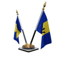 Barbados 3d illustratie dubbele v bureau vlag staan png