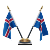 IJsland 3d illustratie dubbele v bureau vlag staan png