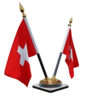 schweiz 3d illustration dubbel- v skrivbord flagga stå png