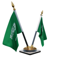 ilustração 3d da arábia saudita suporte de bandeira de mesa dupla v png