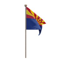 Arizona 3D-Darstellung Flagge auf der Stange. Fahnenmast aus Holz png