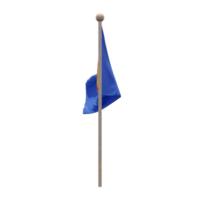 Association of Southeast Asian Nations 3d illustration flag on pole. Wood flagpole png
