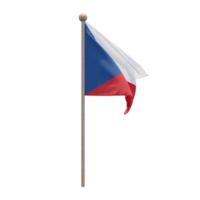 república checa 3d ilustración bandera en el poste. asta de bandera de madera png