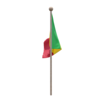 Mali 3d illustration flag on pole. Wood flagpole png