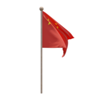 popoli repubblica di Cina 3d illustrazione bandiera su polo. legna pennone png