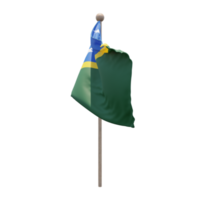 Salomonen 3D-Darstellung Flagge auf der Stange. Fahnenmast aus Holz png