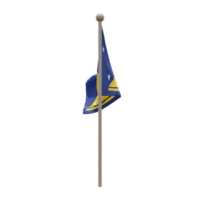 Tokelau 3d illustration flag on pole. Wood flagpole png