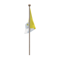 Vatican City 3d illustration flag on pole. Wood flagpole png