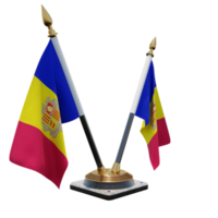 Andorra 3d illustratie dubbele v bureau vlag staan png