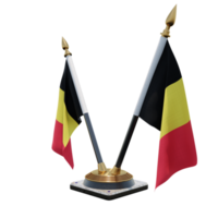 Belgium 3d illustration Double V Desk Flag Stand png