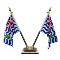comissário do território britânico do oceano índico ilustração 3d dupla v mesa suporte de bandeira png