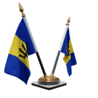 barbados ilustração 3d suporte de bandeira de mesa dupla v png