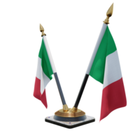 soporte de bandera de escritorio doble v de ilustración 3d de italia png