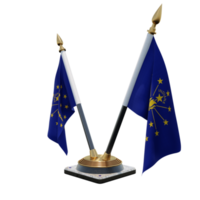 Indiana 3d illustratie dubbele v bureau vlag staan png