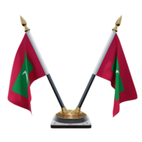 maldiverna 3d illustration dubbel- v skrivbord flagga stå png