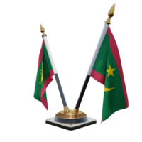 mauritania 3d illustratie dubbele v bureau vlag staan png