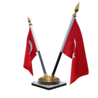 turquia ilustração 3d dupla v suporte de bandeira de mesa png