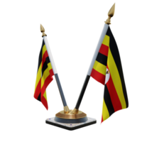 uganda ilustración 3d soporte de bandera de escritorio doble v png