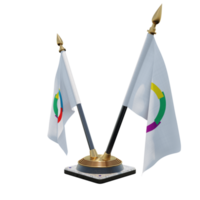 organização internacional de la francophonie 3d ilustração dupla v mesa suporte de bandeira png