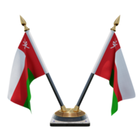 Oman 3d illustratie dubbele v bureau vlag staan png