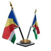 Seychelles ilustração 3d dupla v suporte de bandeira de mesa png