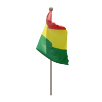 Bolivien 3D-Darstellung Flagge auf der Stange. Fahnenmast aus Holz png