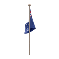 Cook Islands 3d illustration flag on pole. Wood flagpole png