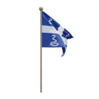 Drapeau aux Serpents de la Martinique 3D-Darstellung Flagge auf der Stange. Fahnenmast aus Holz png