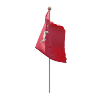 Isle of Mann 3d illustration flag on pole. Wood flagpole png