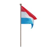 drapeau d'illustration 3d luxembourgeois sur poteau. mât en bois png